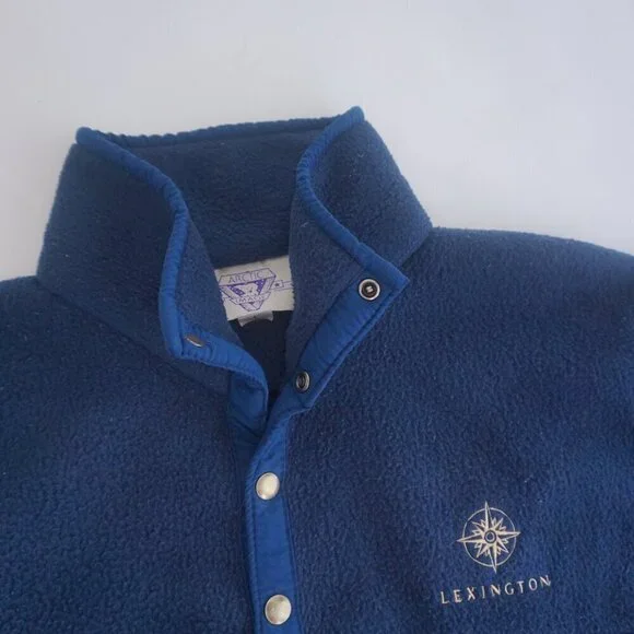 Vintage '90S Arctic Image Navy Lexington Fleece Quarter Button Pullover Sweater - Picture 10 of 11